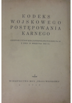 Kodeks wojskowego postępowania karnego, 1949 r.
