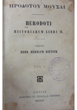 Herodoti. Historiarum Libri IX, vol 1, 1855 r.