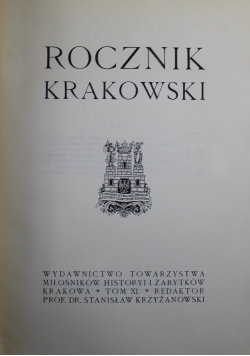 Rocznik Krakowski Tom XI 1909 r.