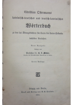 Christian Dstermanns lateinisch deusches und deutsch lateinisches Worterbuch, 1901 r.