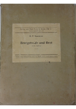 Brotgetreide und Brot, 1929r.