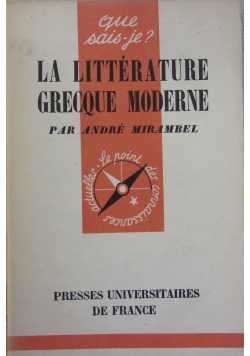 La litterature grecque moderne