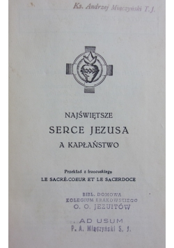 Najświętsze Serce Jezusa a kapłaństwo, 1938 r.