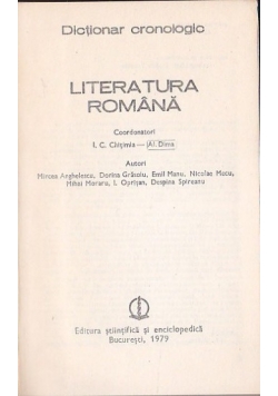 Dictonar Cronoligic. Literatura Romana