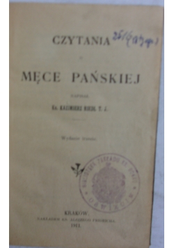 Czytania o męce Pańskiej, 1911 r.