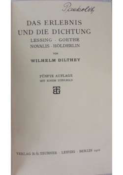 Das Erlebnis und die dichtung, 1916 r.