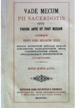 Vade Mecum Pii Sacerdotis , 1935r.