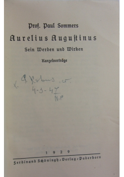 Aurelius Augutinus ,1929