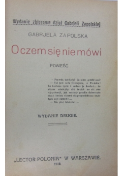 O czem się nie mówi,1928 r.