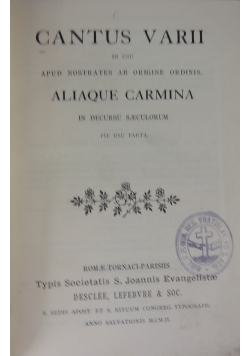 Cantus Varii, 1902 r.