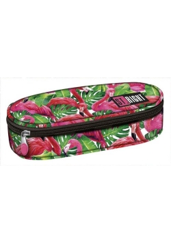 Piórnik saszetka usztywniona wewnętrzną klapką Flamingo Pink & Green