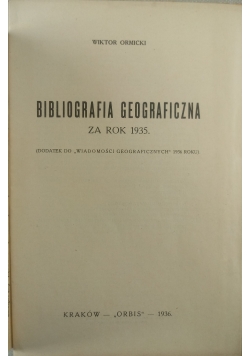 Bibliografia geograficzna za rok 1935 + skorowidz nazwisk, 1936 r.