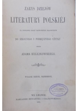Zarys Dziejów Literatury Polskiej, 1884 r,