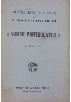 Summi Pontificatus 1939 r.