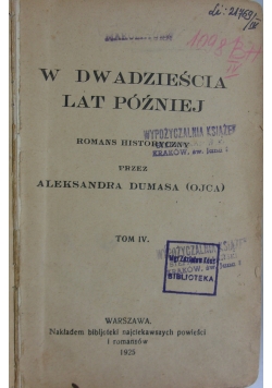 W dwadzieścia lat później, tom IV, 1925 r.