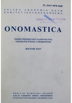 Onomastica Rocznik XXXV