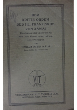 Der Dritte Orden des hl Franziskus von Assisi, 1925 r.
