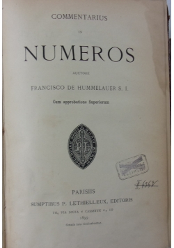 Commentarius in Numeros, 1899r.