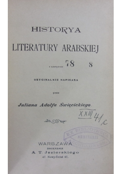 Historya Literatury Arabskiej, 1901r.