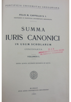 Summa Iuris Canonici volumen I