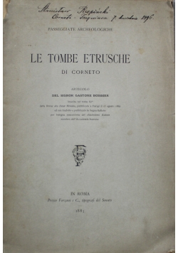Le tombe etrusche di corneto 1883 r.