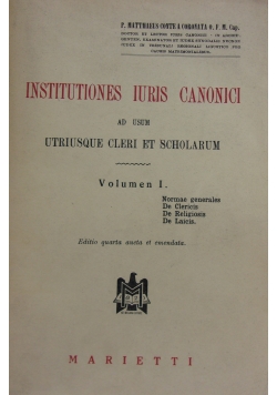 Institutiones Iuris Canonici ,Vol I