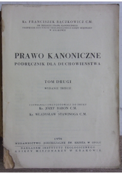 Prawo kanoniczne. Podręcznik dla duchowieństwa tom drugi