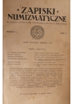 Zapiski Numizmatyczne 1925r