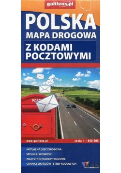 Polska mapa drogowa z kodami pocztowymi 1:650 000