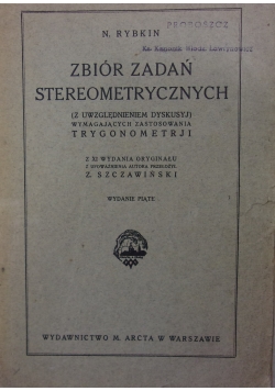Zbiór zadań stereometrycznych,  1928 r.