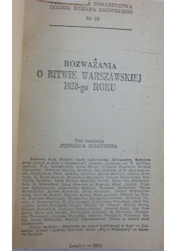 Rozważania o bitwie warszawskiej 1920-go roku