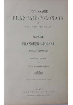 Dictionnaire franais-polonaise, 1896 r.