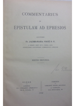 Commentarius in Epistolam ad Ephesios, 1932 r.