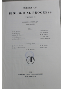 Survey of Biological Progress volume II