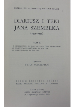 Diariusz i teki Jana Szembeka (1934-1945) , tom II