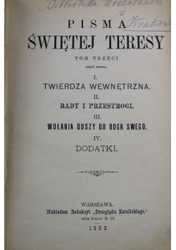 Pisma  Świętej Teresy Tom 3 1903 r.
