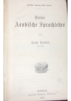 Kleine Arabilche Sprachlehre, 1913r.