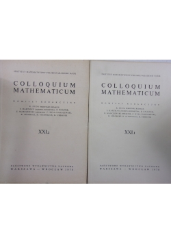 Colloquium Mathematicum XXI cz. 1 i 2