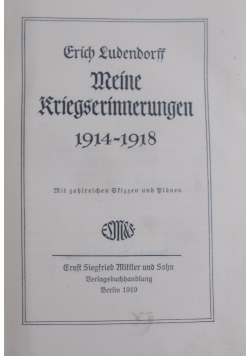 Meine Kriegserinnerungen 1914-1918, 1919 r.