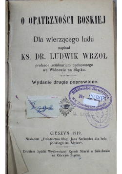 O Opatrzności Boskiej 1919 r.