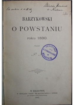 Barzykowski o powstaniu 1885 r.