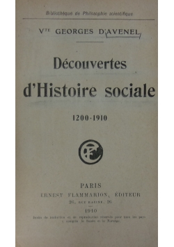 Decouvertes d'Histoire sociale,1910r.