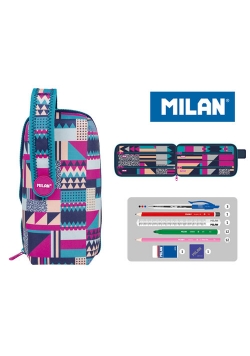 Multipiórnik MILAN owalny z 4 piórnikami NEW GEO róż