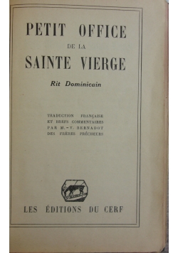 Petit office de la sainte vierge, 1933 r.