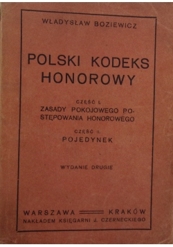 Polski kodeks honorowy,1923r.
