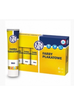 Farba plakatowa tuba 30ml biała (6szt) ASTRA