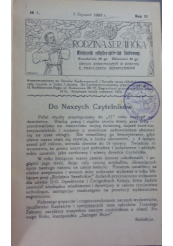 Rodzina Seraficka. Miesięcznik religijno-społeczny, 1925 r.