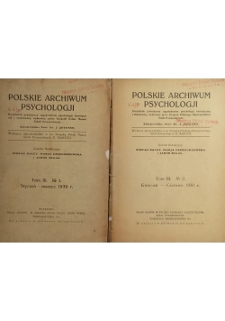 Polskie Archiwum Psychologii Tom 1 do 2  1930 r