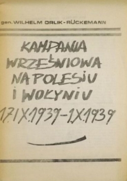 Kampania Wrześniowa na Polesiu i Wołyniu. Przedruk