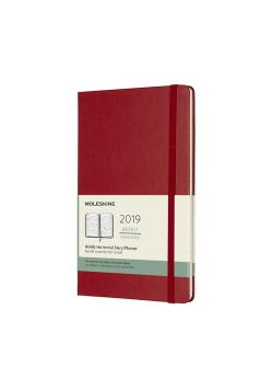 Kalendarz 2019 tygodniowy horyzontalny Moleskine 12M L twarda oprawa, czerwony szkarłatny